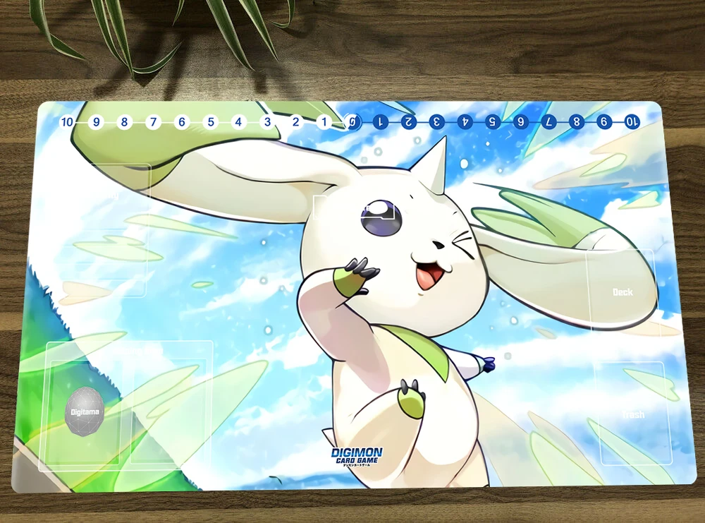 Anime Digimon Duel Playmat Terriermon Trading Card Game Mat DTCG CCG Mat Mouse Desk Pad Gaming Play Mat & Card Zones Free Bag