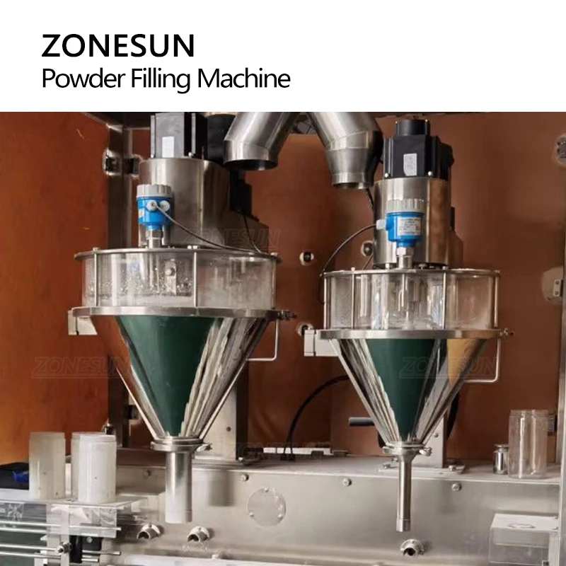 ZONESUN Fully Automatic Chilli Matcha Powder Granule Particles Jar Filling Machine Double Heads  For Production
