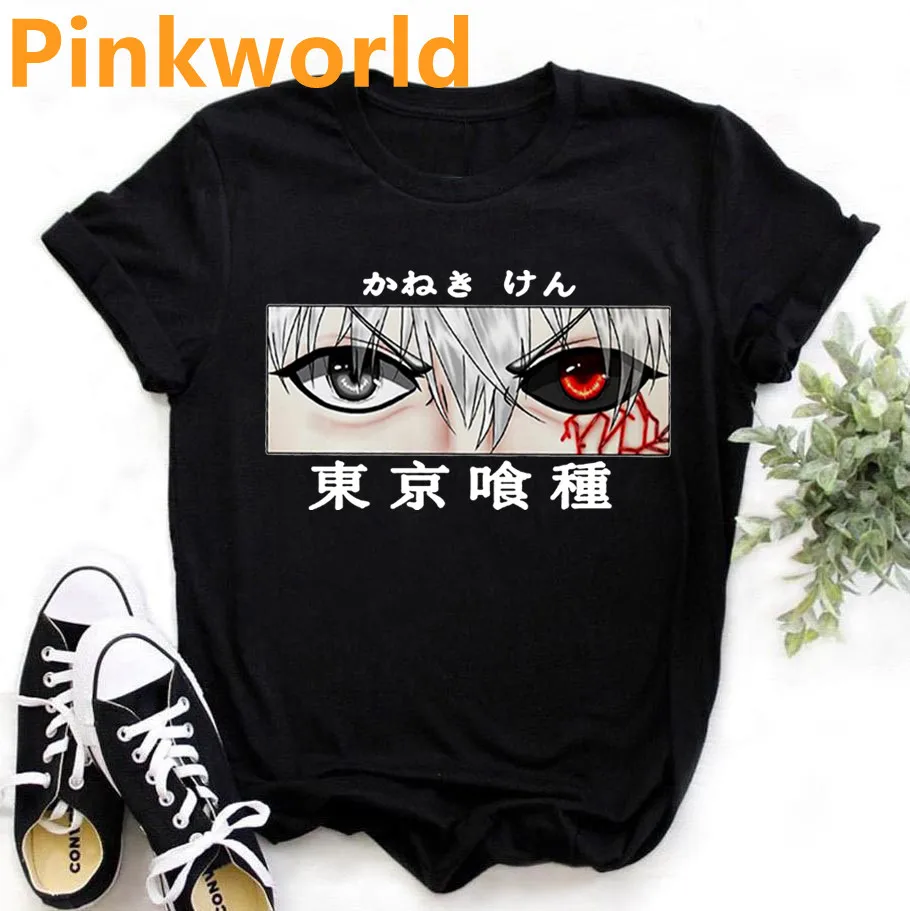 Japanese Anime Tokyo Ghoul Cartoon print ladies T-shirt casual basics O-collar white shirt short sleeve ladies T-shirt,Drop Ship