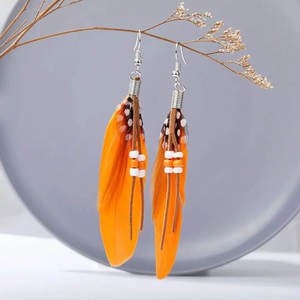 Bohemian Tassel Earrings For Women Dangle Long Earrings Feather Boho Drop Earrings Seed Beads Vintage Jewelry Brincos Gift 2021