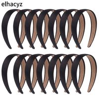14pcs/lot New Lady Solid Satin Hair Black Plain Alice Headbands 1Inch Width Hairband Ribbon Hair Accessories