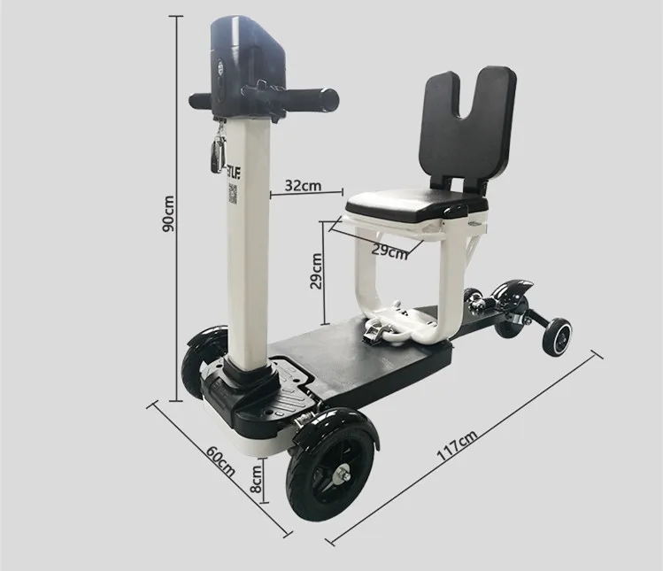 Aluminum Motorised Scooter Lightweight Remote Control Folding Electric Power Scooter Wheelchair For Travel,Outdoor