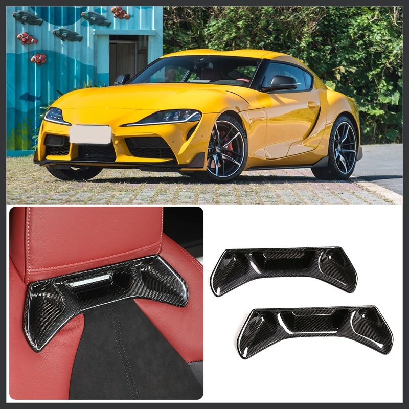 For 2019-2022 Toyota GR Supra A90 real carbon fiber car seat backrest decorative cover sticker interior accessories 2-piece set