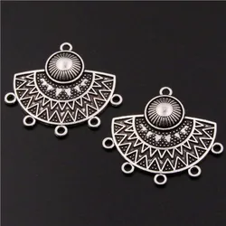 8pcs Silver Plated Porous Sector Metal Connectors Retro Earrings Necklace Pendant DIY Charm Jewelry Accessories 32 * 31mm A522