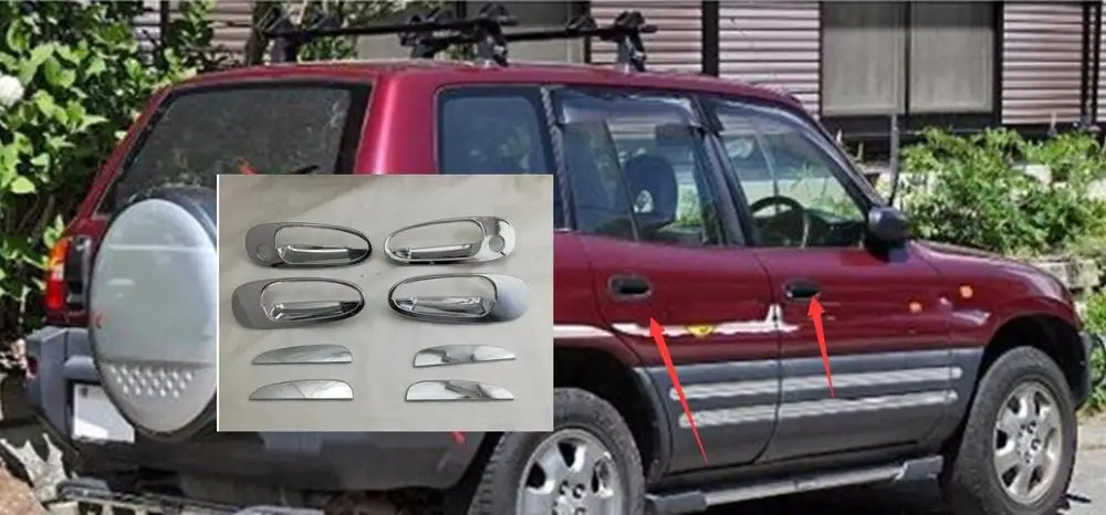 8PCS ABS Chrome plated door handle bowl cover For Toyota RAV4 1994-2000 XA10 ABS car styling parts auto accessories