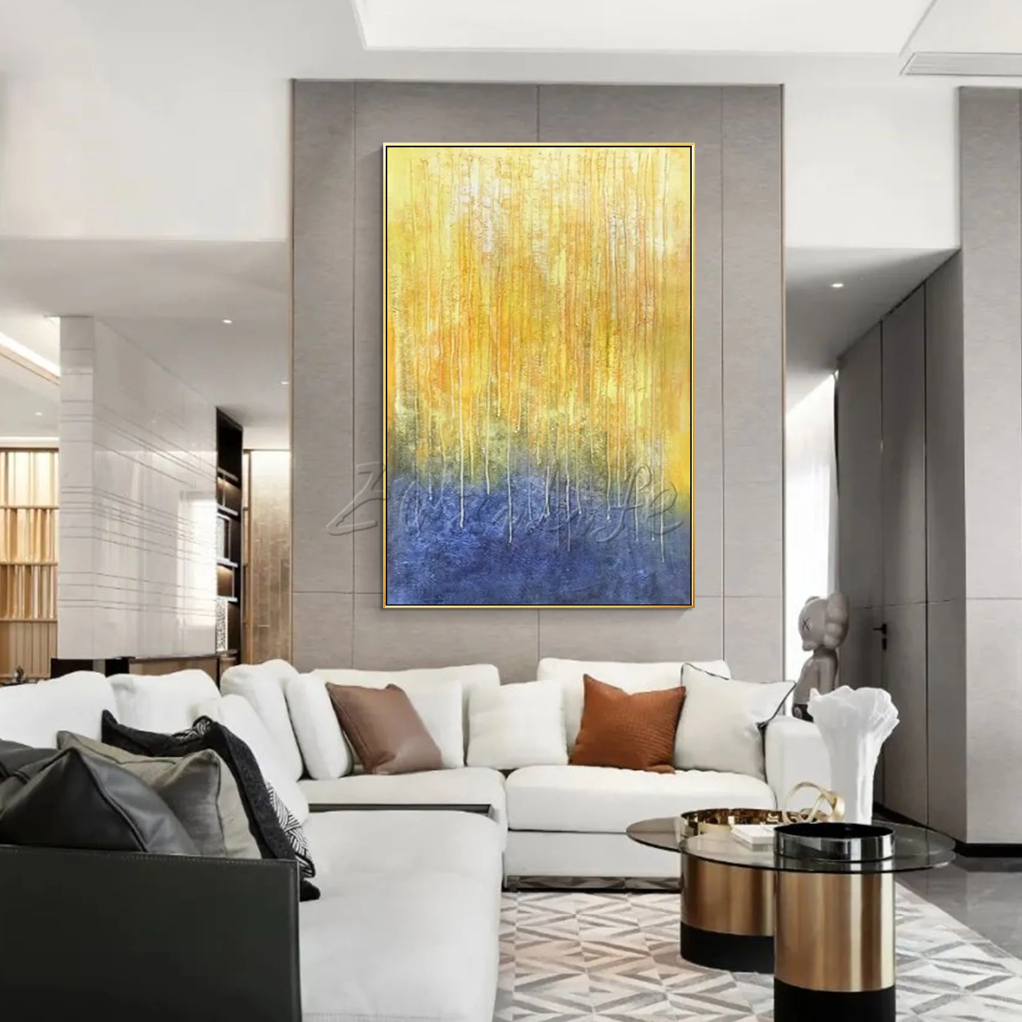 

Modern Abstract Painting On Canvas Acrylic Yellow Textured Painting Large Wall Art Living Room Decor Home Wall Art