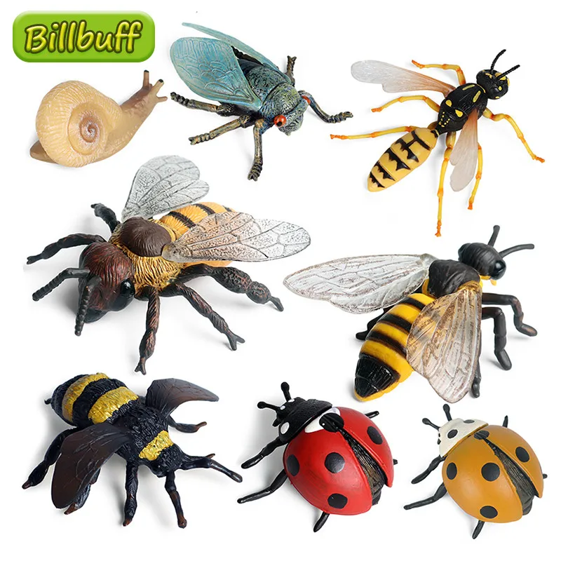 Simulation Animal Insect PVC ladybug Bee spider Model Action Figure Collection Miniature Cognition Educational Toys for Children