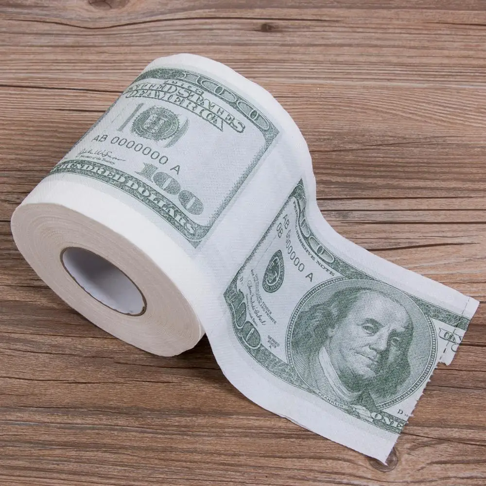 1 Roll $100 Dollar Bill Toilet Paper Christmas Home Supplies Rolling Paper Dump Trump Toilet Tissue Funny Novelty Gag Gift