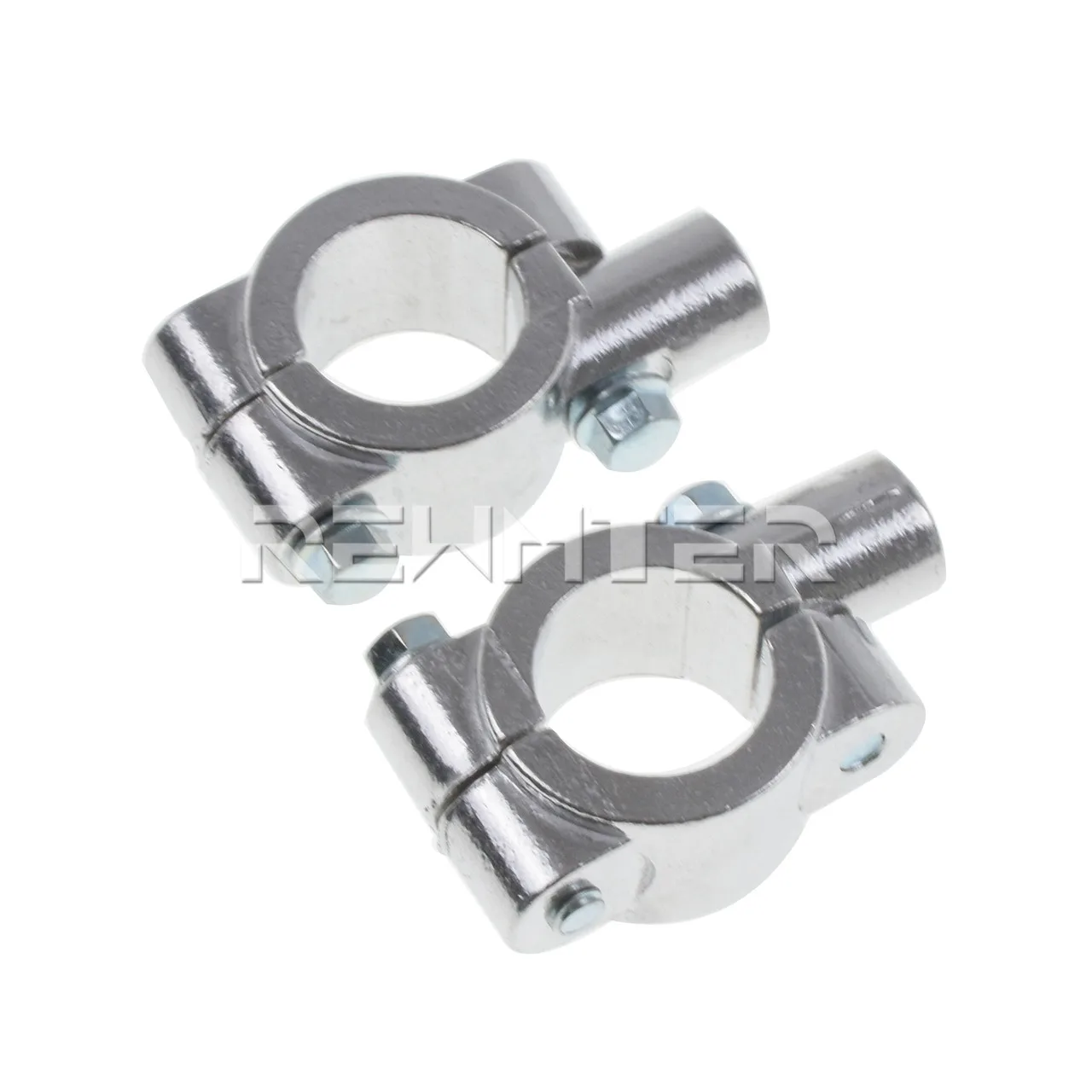 Motorrad Spiegel Halterung Clamp Rückspiegel Halter Adapter Silber Schwarz Metall 22mm 25mm Lenker 10mm 8mm Gewinde 2PCS