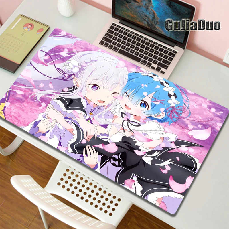 

Gamer Extra Large Kawaii Anime Rem Mouse Pad Computer Keyboard Pc Cushion Gaming Room Accessories Cartoon Mousepad for Game Rug