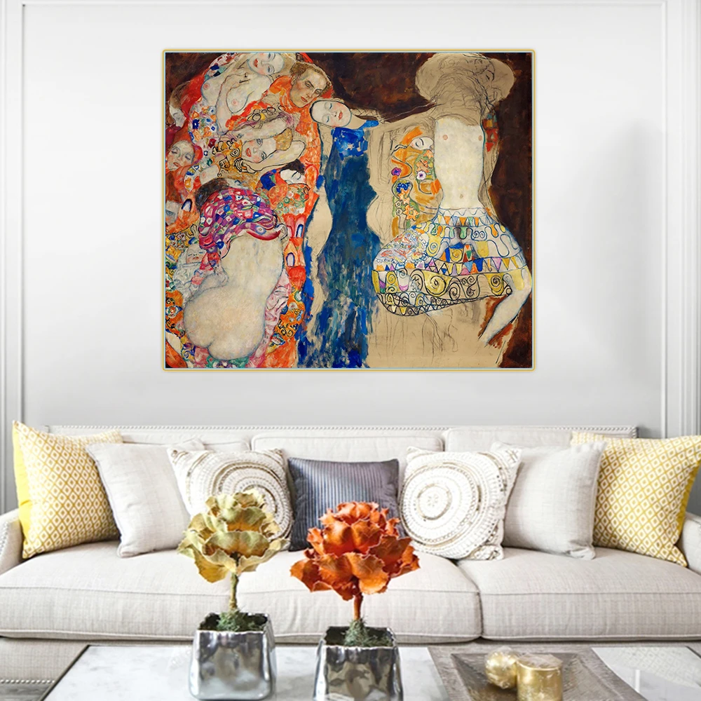 Citon Gustav Klimt《The Bride》Canvas Art Oil Painting Famous Art Poster Picture Wall Decor Home Interior Living room Decoration