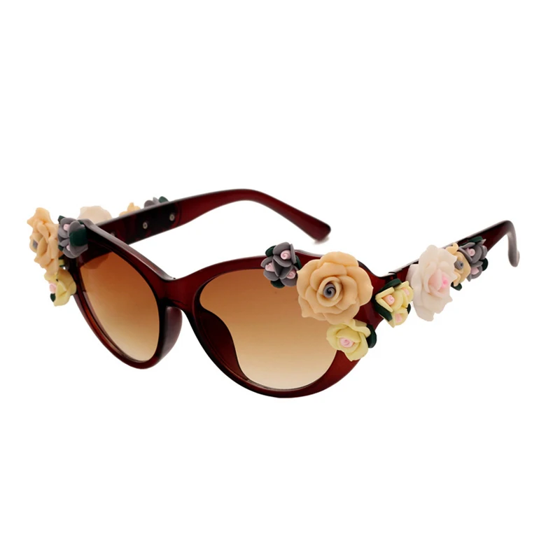 Charming Flower Fashion Cat Eye Sunglasses Women Oculos Vintage Cat Eyes Glasses Brand Designer Men Eyeglasses Shades UV400 O259