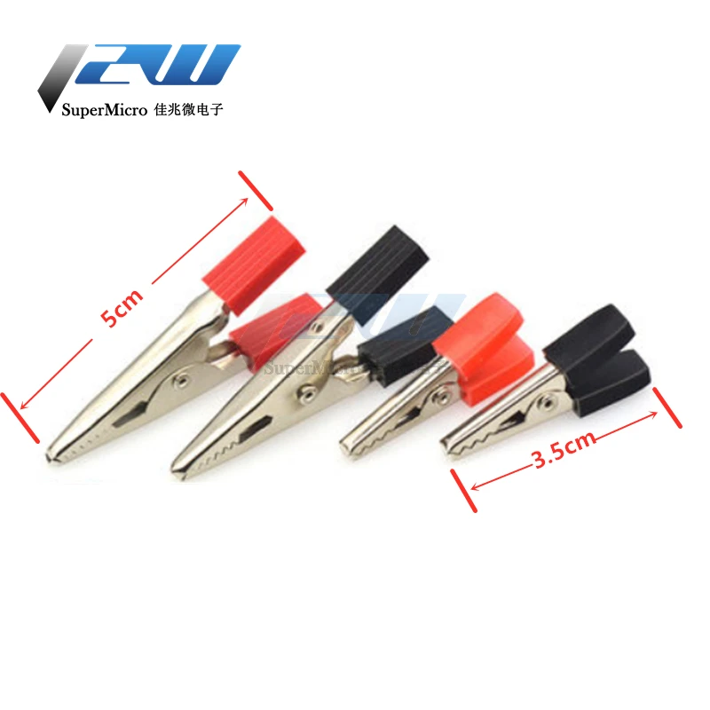 10pcs/lot Insulated Crocodile Clips Plastic Handle Cable Lead Testing Metal Alligator Clips Clamps 3/5mm Length