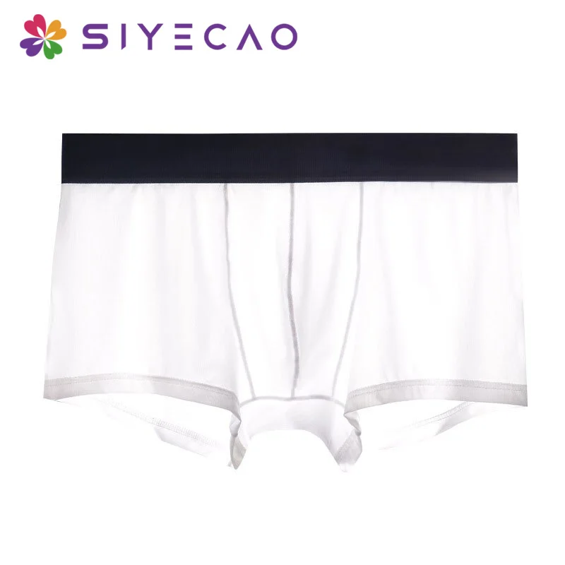 New Sexy Men Boxers Lingerie Panties Transparent Ultra-thin Mid-rise Men Underwear Solid Color Summer Seamless Men Boxer Shorts