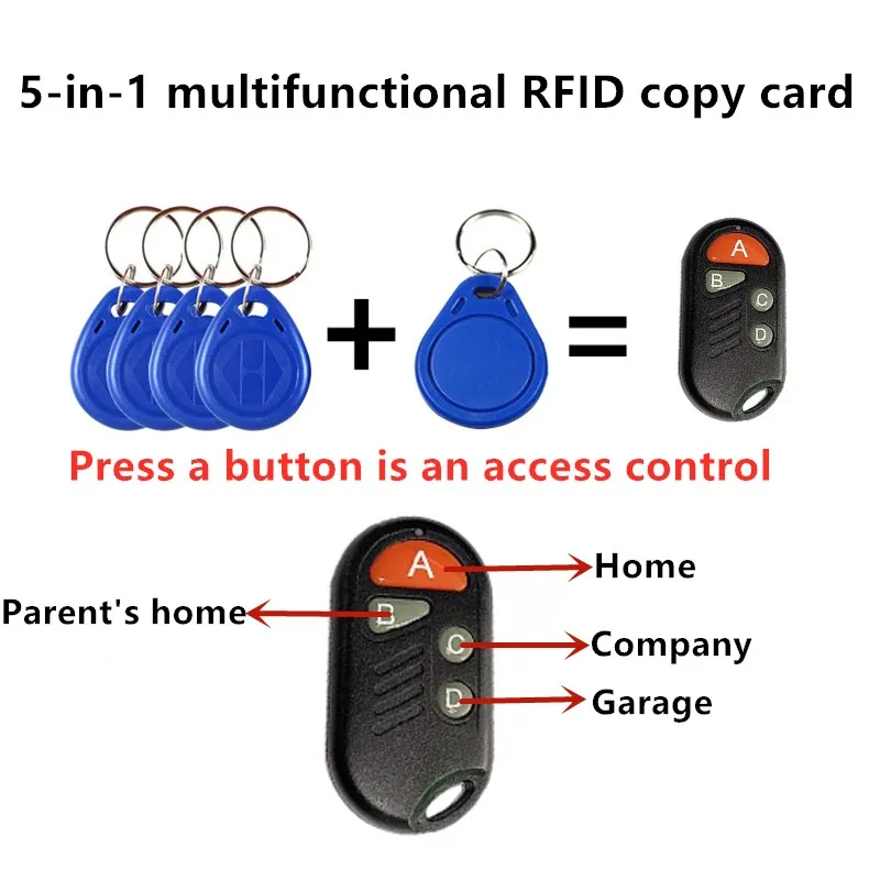 RFID множественный брелок 4 или 5 в 1 125 кГц T5577 EM ID записываемый IC 13,56 МГц 1k S50 UID сменная карта