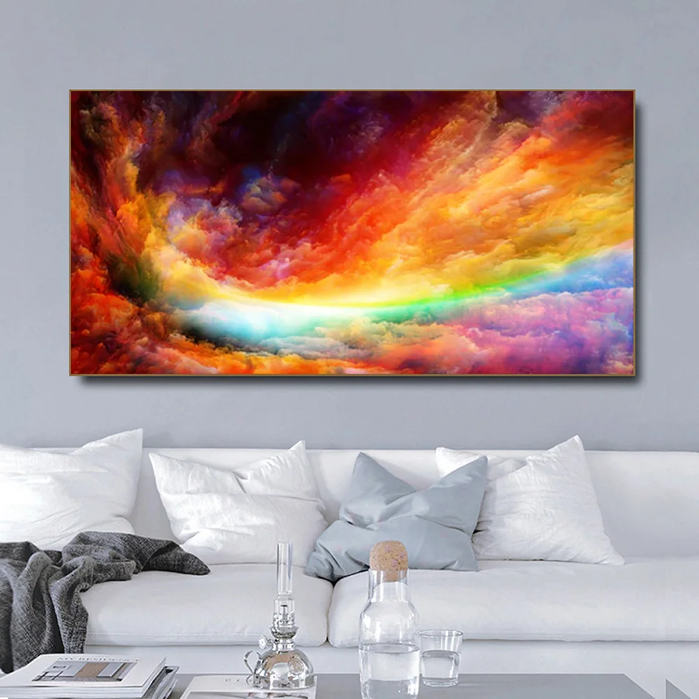 2020 New Year's latest Oil Painting Dazzle colour of sky 100% Hand painted world famous paintings living room Decor 2020041808