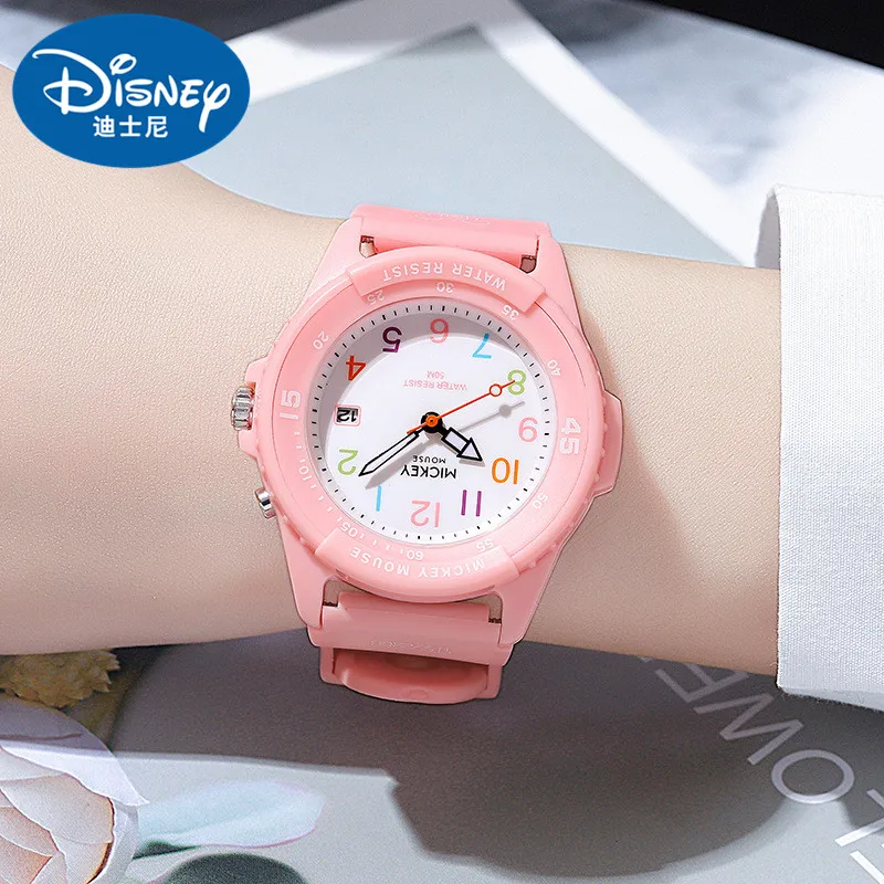 Disney-Montre-bracelet à quartz pour enfants, montre-bracelet étanche, souris de dessin animé, unisexe, garçon, fille, américains, étudiant, enfant, nouvelle horloge, date