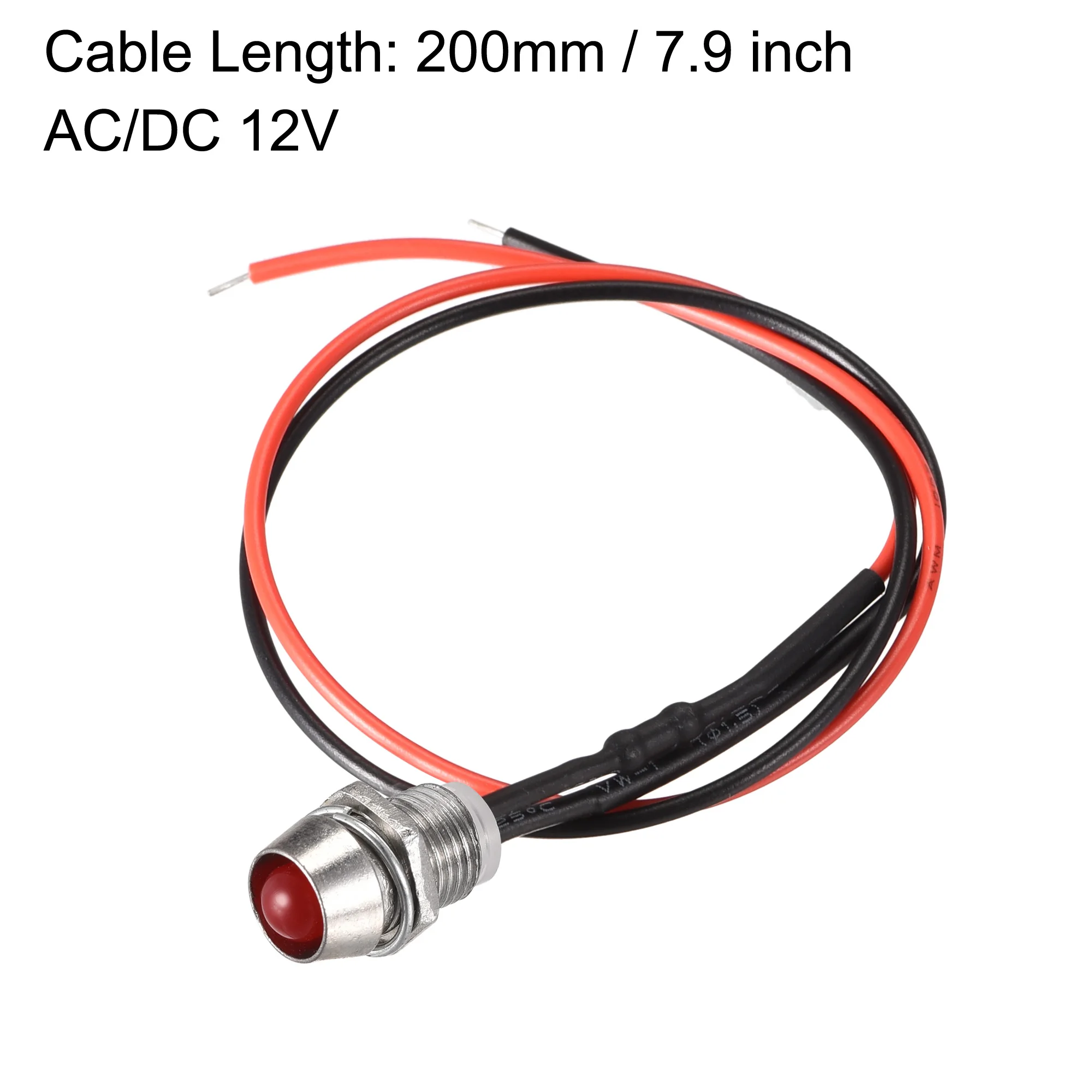 Uxcell-luz indicadora de señalización 12V 8mm, montaje en Panel, rojo, amarillo, azul, verde, blanco, 5 uds.