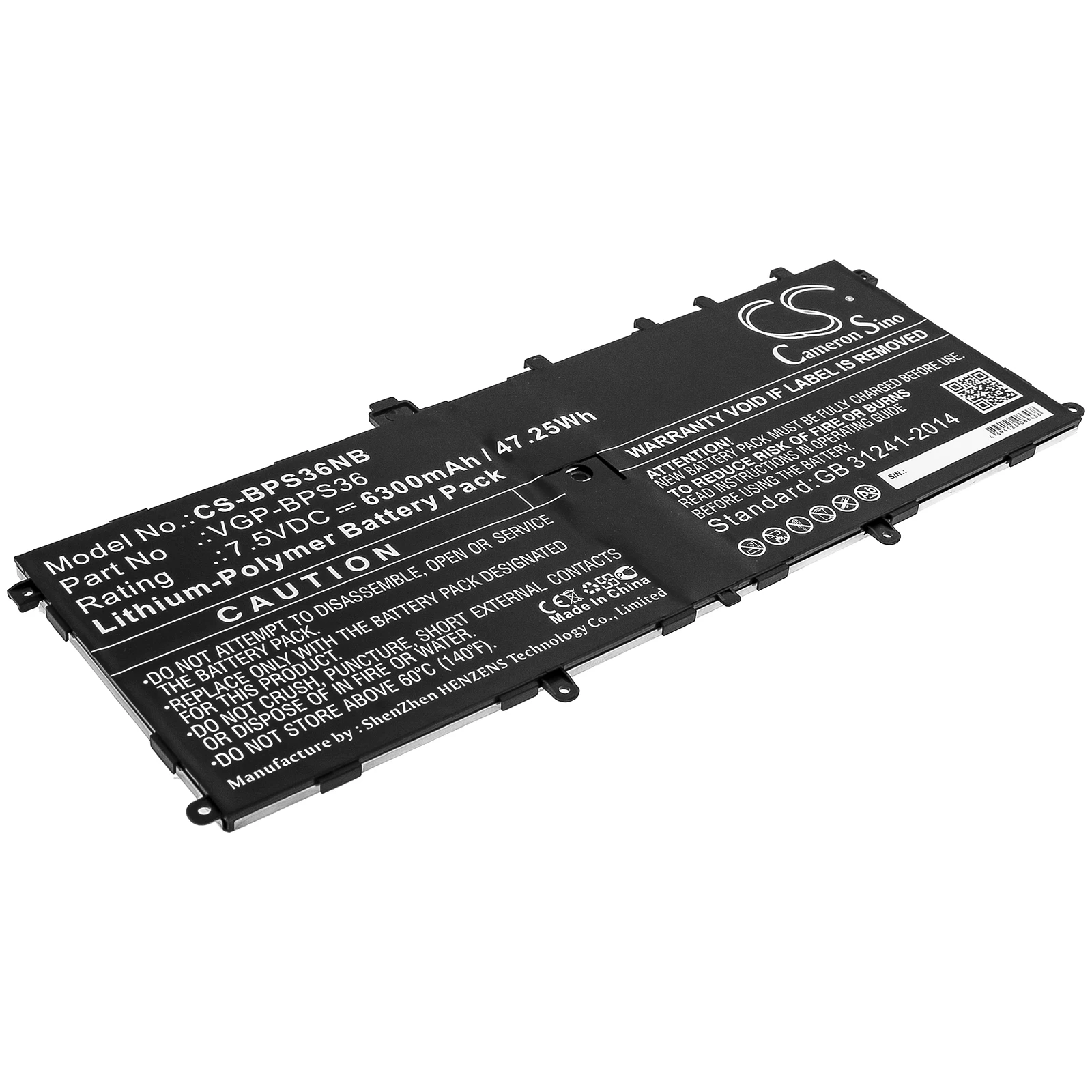 

CS 6300mAh/47.25Wh battery for Sony SVD13211CG, VP1321ZPWR, VAIO Duo 13 VGP-BPS36