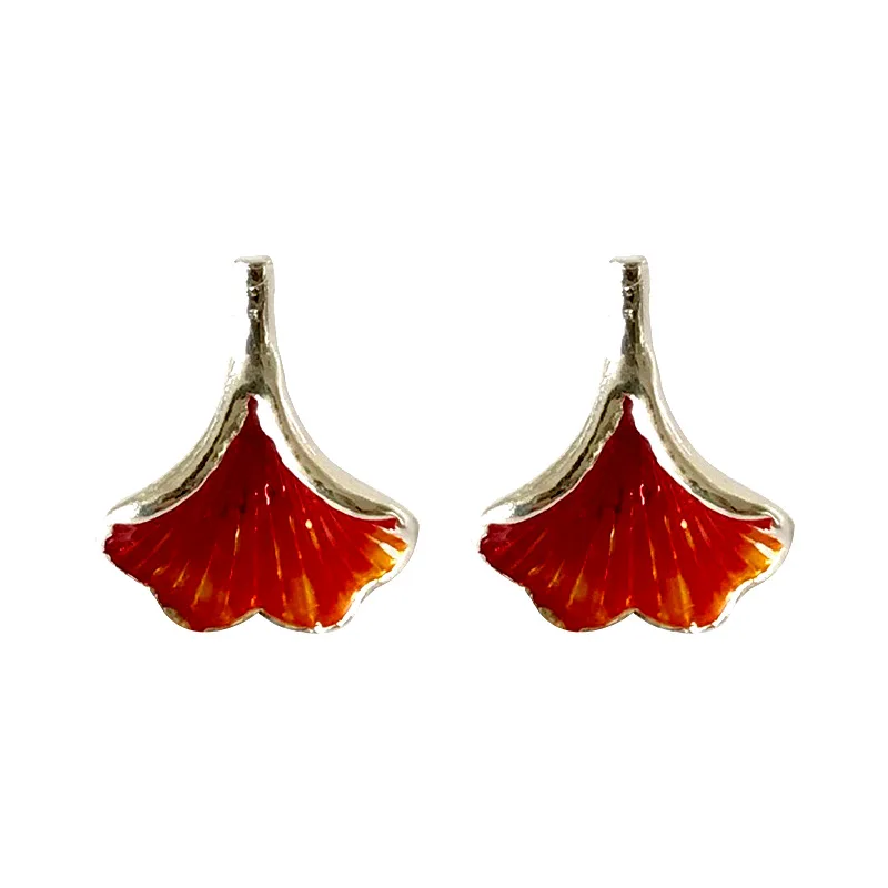 925 Sterling Silver Prevent Allergy Ginkgo biloba Brincos Stud Earrings for Women Wedding Earrings Jewelry Accessories image 5