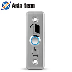 LED Backlight Stainless Steel Exit Button Push Switch Door Sensor Opener Release for Access Control-Silver