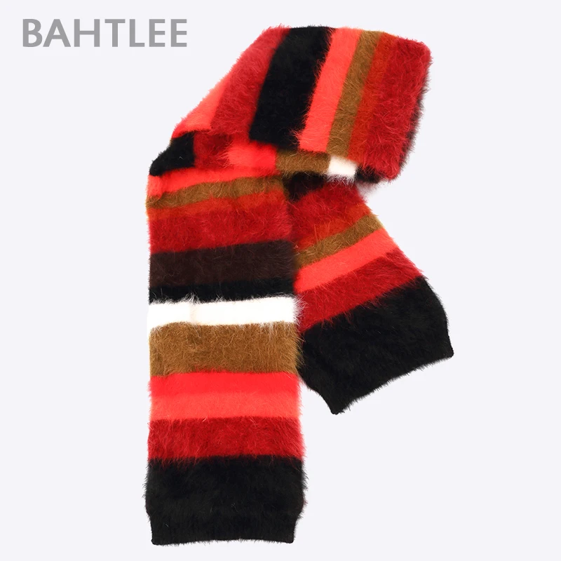 BAHTLEE-Super Long Wool Scarf for Women, Angola Multicolour Scarf, Thick Knitting, Keep Warm, Winter