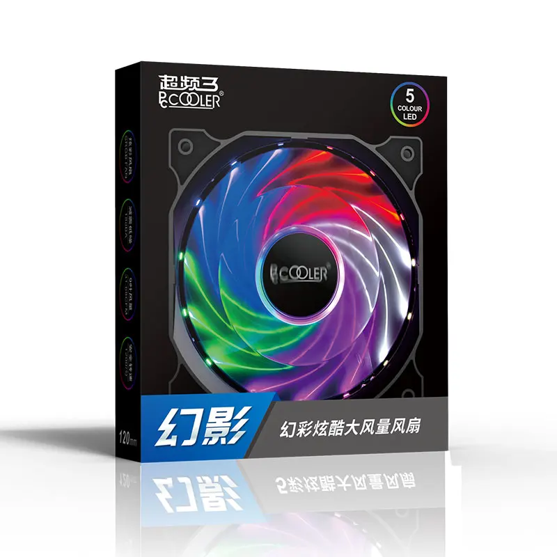 Pccooler Phantom Large Air Volume CPU Fan With 15LED Symphony Laser Light Effect Double Swirl Blade Shock Absorption And Mute