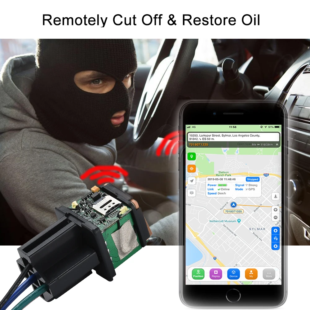 Car GPS Tracker ST-907 Tracking Relay Device GSM Locator Remote Control Anti-theft Monitoring Cut off oil System with free APP – Image 4