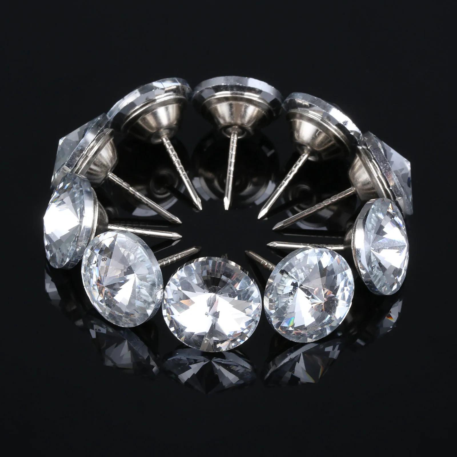 10Pcs Crystal Upholstery Nails Decorative Button Tack Studs Pins 20mm Dia Sofa Wall Decoration Furniture Accessories