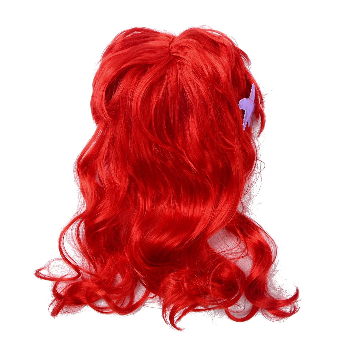 Kids Girls Mermaid Princess Dress Up Red Wigs Hair with Starfish Hair Clip Headwear Halloween Anime Cosplay Costume Accessories