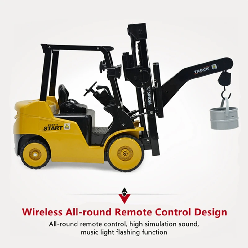 High Simulation Forklift Truck 2.4G RC Forklift Truck Loader Truck Auto Demo Lifting Music Light Car Engineering Vehicle Trucks