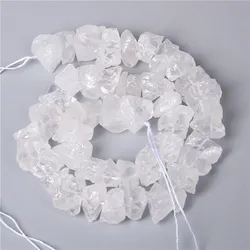 Natural Elegant Pure White Clear Transparent Quartz Beads 10-13mm Loose Freeform Minerals Crystal Gravel Bead For Jewelry Making