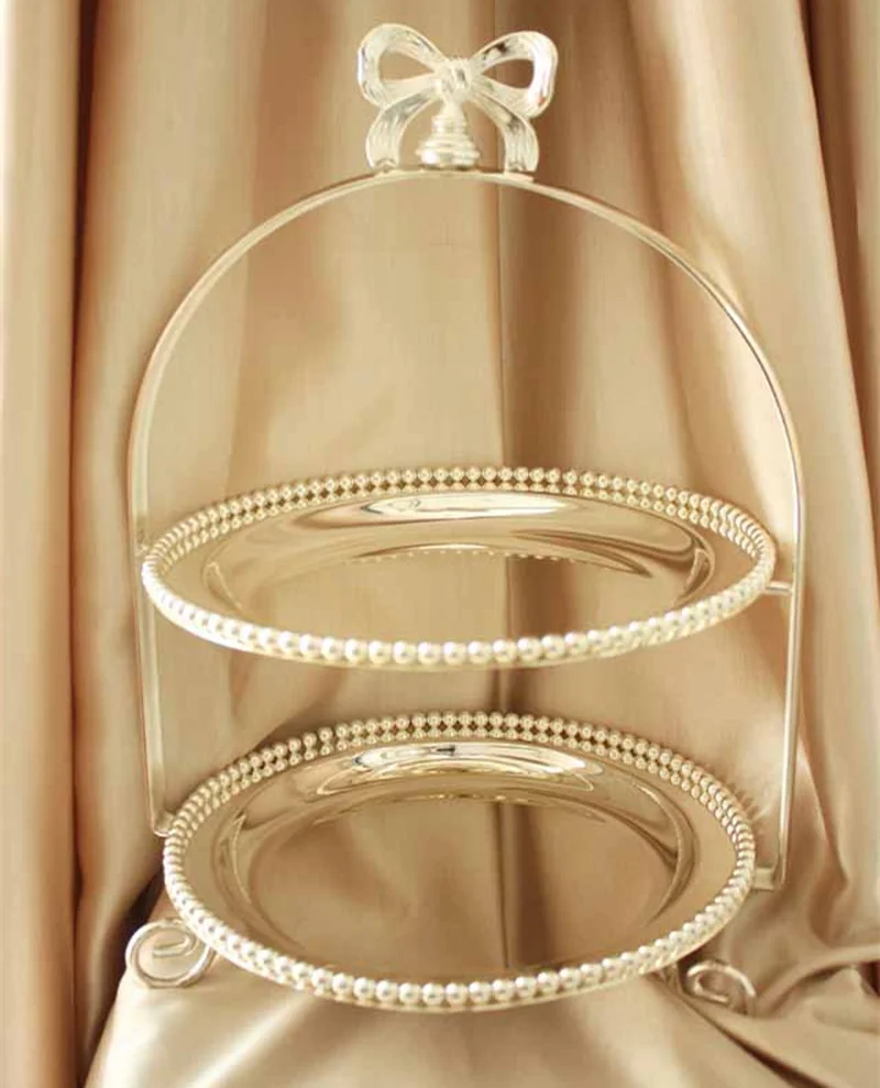 

European Metal Cake Stand Dessert Display Tray Silver Afternoon Tea Dessert Storage Rack Cake Tray Home Display Decoration