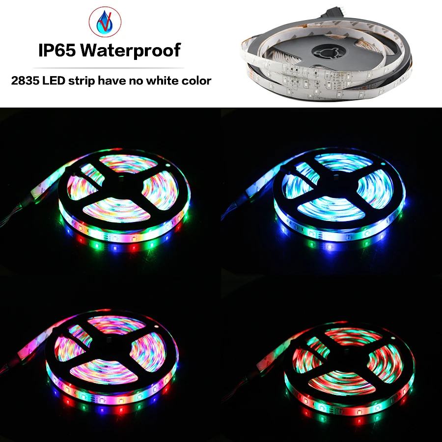 12 Volt RGB Led Strip Light SMD 2835 Waterproof 5M 60LED/M Single color connector Adapter Tape Lamp Diode Ribbon TV Backlight