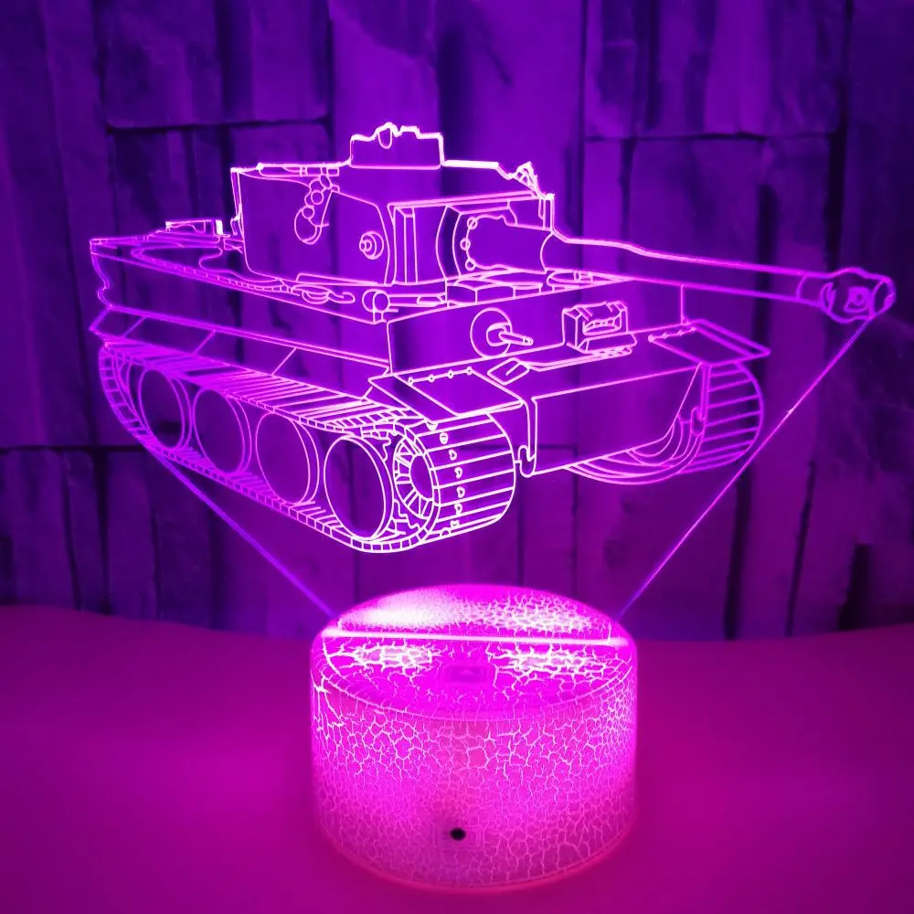 3d Visual Led Acrylic Night Light Decorative Table Lamp Bedroom Bedside Lamp Creative Tank 3D Lamp Gift Toys for Boys Christmas