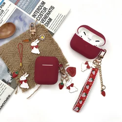 Super Cute Rabbit Keychain Decor Retro Red Silicone Earphone Case For AirPods Pro 2 Bluetooth Headset Cover For AirPods 4 Cover