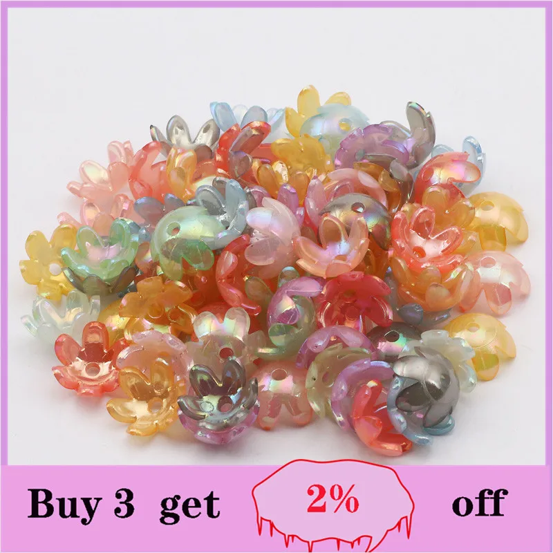 50pcs Multicolor 13mm Acrylic Six Claw Flower Shaped Loose Beads For Jewelry Making Handmade DIY Necklace Bracelet