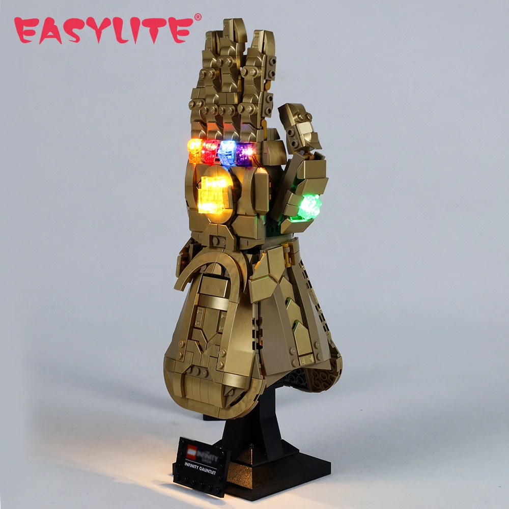 EASYLITE No Building Blocks LED Light Set For 76191 Infinity Gauntlet Gloves Collectible Model Bricks DIY Toys Only Lighting Kit