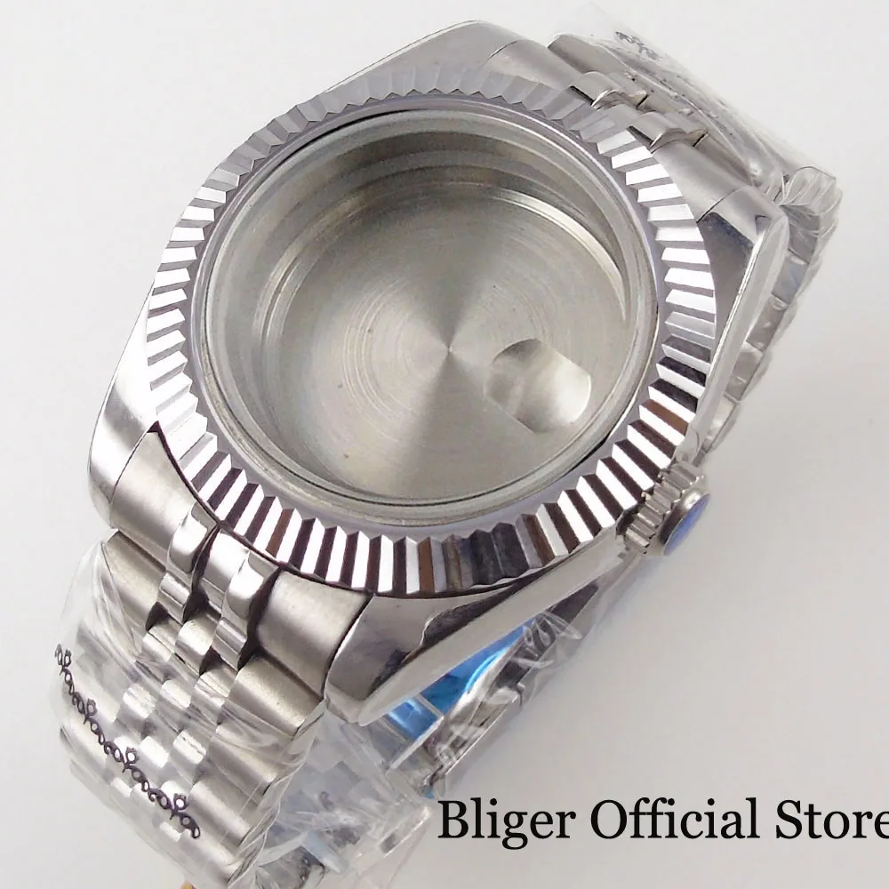 36mm 39mm Steel Watch Case fit ETA2824 2836 PT5000 ST2130 NH35A NH36A Fluted Bezel Sapphire Jubilee Bracelet Seeing /Solid Back