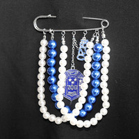 High Quality Metal Pearl Chain Greek Letter Pin Founded 1920 ZETA PHI BETA Sorority Brooches Apparel Jewelry