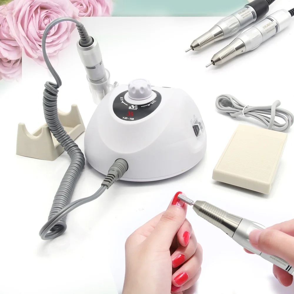 1set STRONG DRILL LED display  35000rpm brush handpiece micromotor YJD108 Electric  nail drill machine