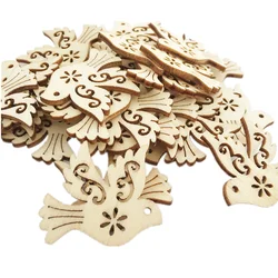 30pcs fette di uccelli in legno simpatici abbellimenti a forma di animale ornamento legno non finito per la decorazione del partito forniture artigianali fai da te