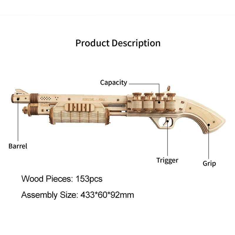 Robotime Gun Blocks Model Buliding Kit Toys Gift For Children Kids Boys Birthday Gift