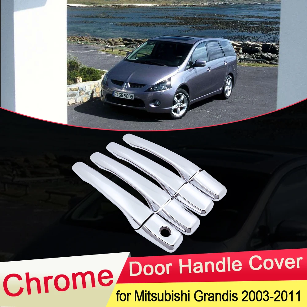 for Mitsubishi Grandis 2003 2004 2005 2006 2007 2008 2009 2010 2011 Chrome Door Handle Cover Garnish Car Stickers Accessories
