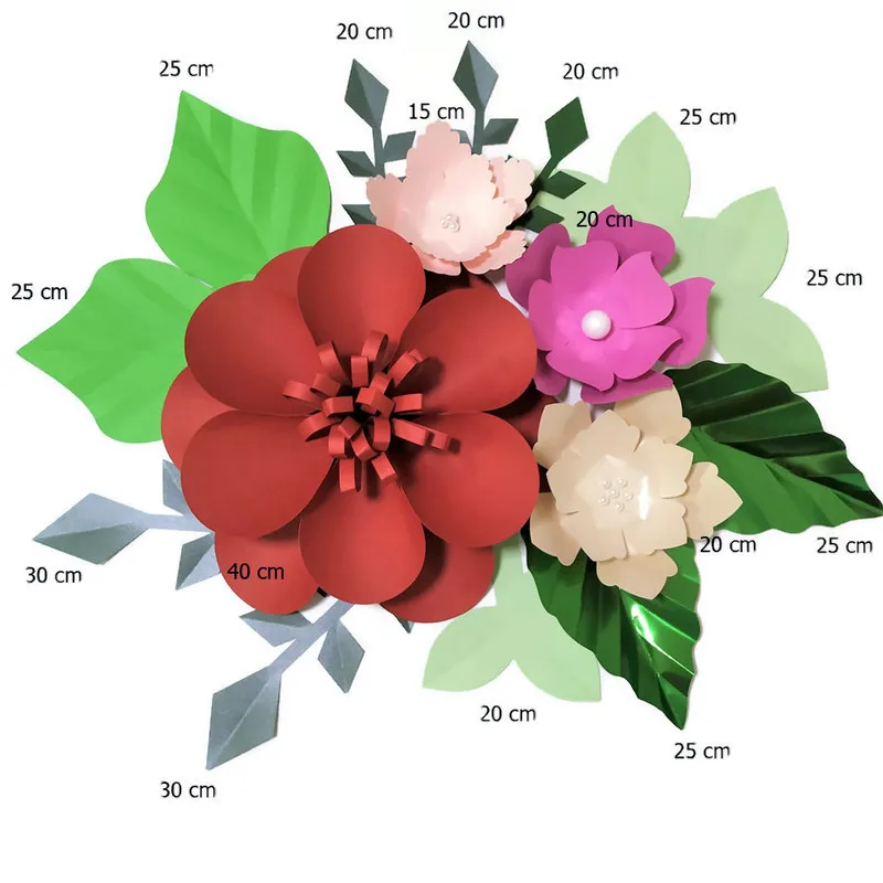 

Handmade Mix Color Rose DIY Paper Flowers Green Leaves Set For Nursery Wall Deco Boys Room Baby Shower Backdrop Video Tutorials