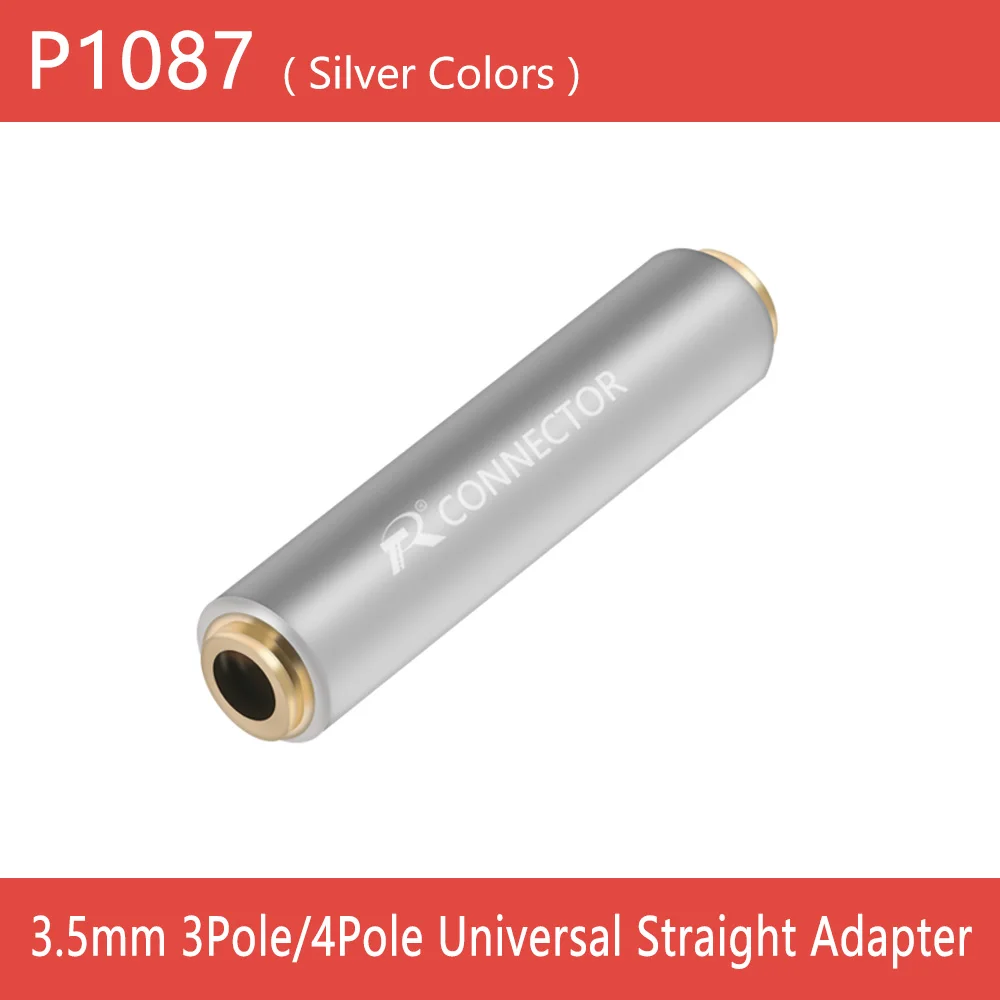 1pc Universal 3.5mm Jack 3Poles/4Poles Straight Adapter Aluminum Audio Female Jack 3.5mm 3Poles Stereo Socket Black/Silver/Gold