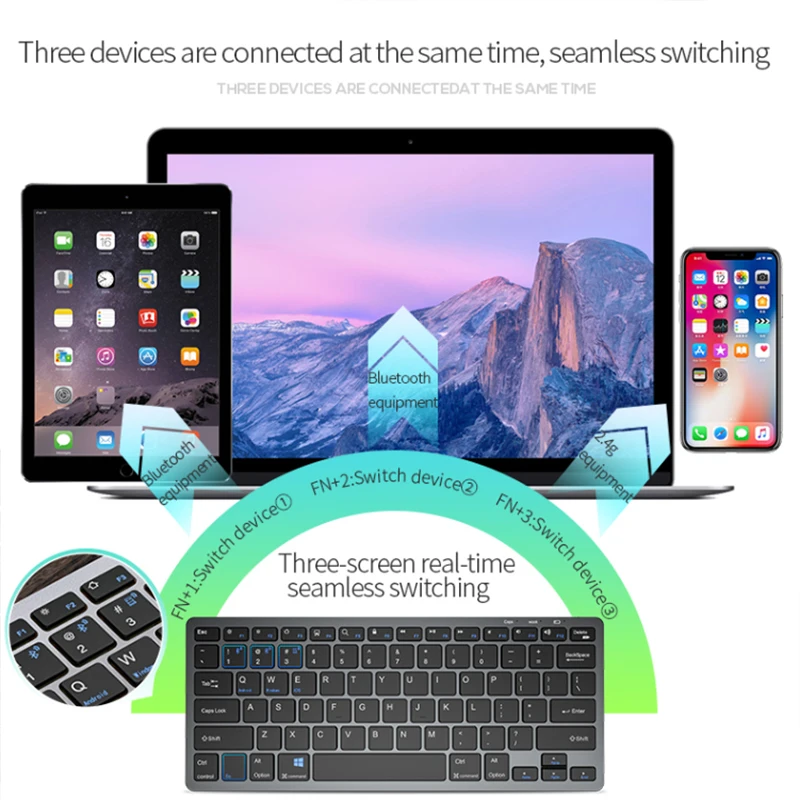 Set Keyboard dan Mouse Bluetooth-kompatibel Ramping Isi Ulang USB Keyboard Mouse Combo untuk iPad Mac Android PC Laptop All-In-One