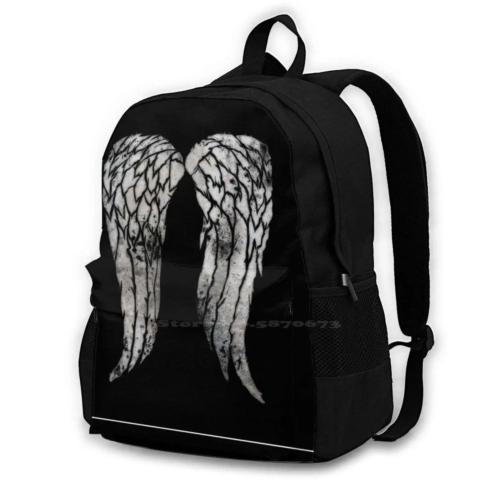 Wings Of Dixon New Arrivals Unisex Bags Student Bag Backpack Daryl Dixon Walking Dead Wings Zombies Twd Terminus Brains Angel