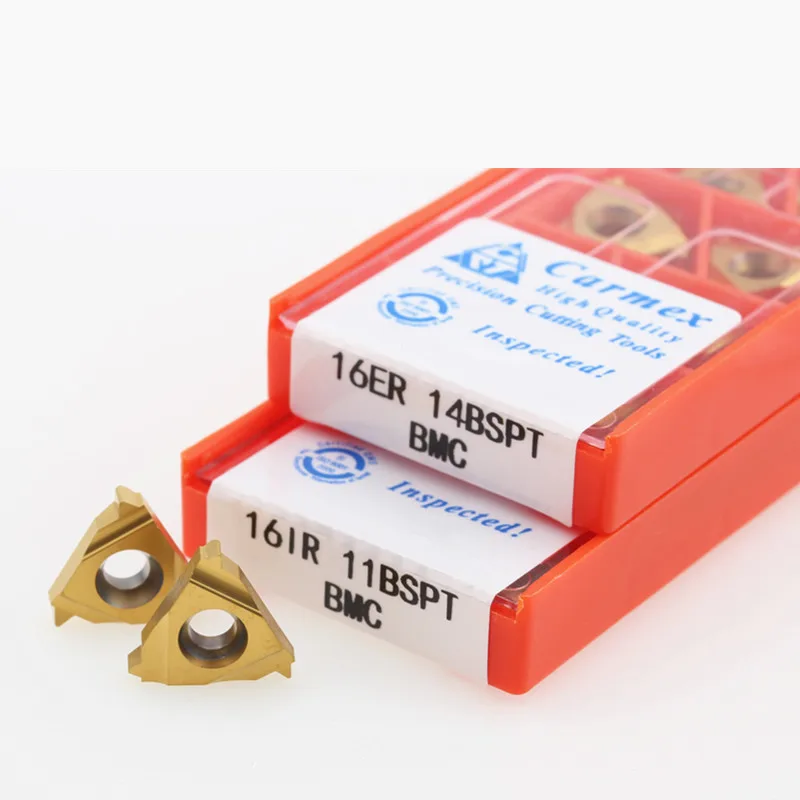Inserção de metal duro para inserção externa, usinagem de torno cnc em aço inoxidável com 10 peças 16er 16ir 16ir 11bspt 14bspt 19bspt bmc