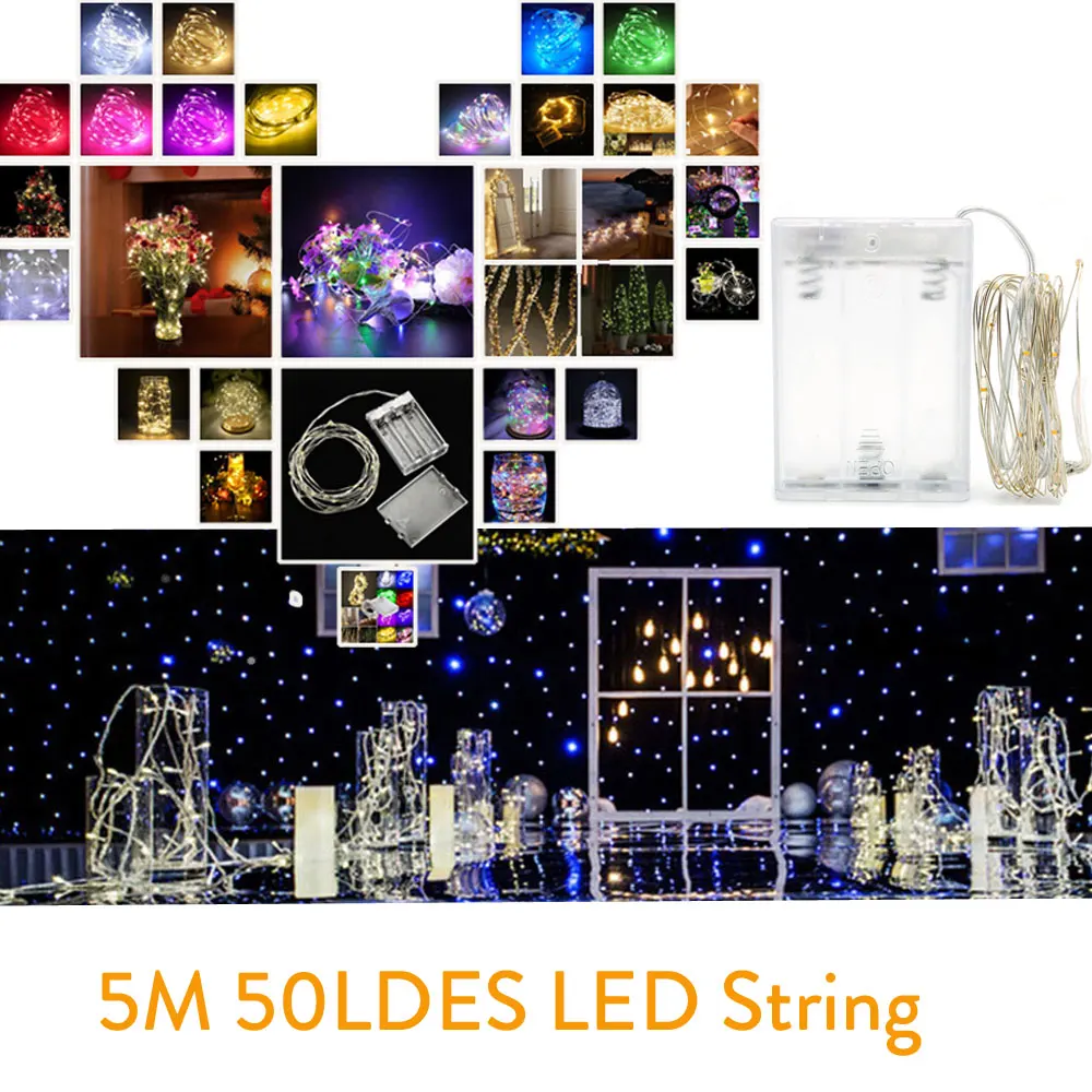 

5M/50Leds 5V RGB Led Strip Copper Wire String Fairy Lights Christmas Festival Wedding Party Decoration Warm Cold White Blue Red